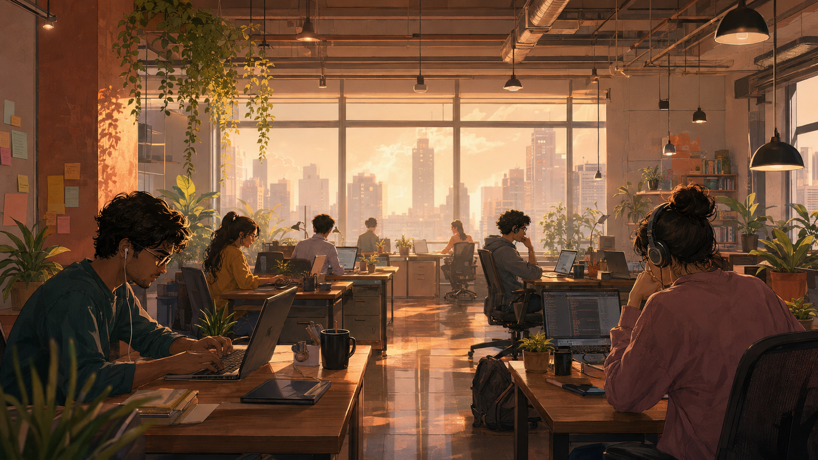 A warm open office where the Corporate Majdoor team works together